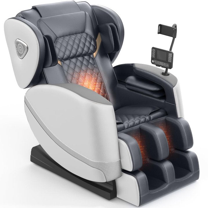 Massage Chair Full Body, Zero Gravity Massage Chair with 10 Fix Rollers, Heating, Foot Massage, Bluetooth Speaker, Touch Screen Controller, Fit Office and Home, Light Gray