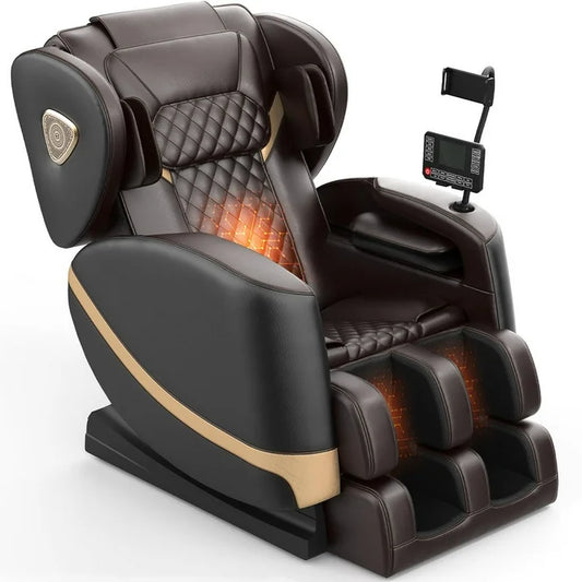 Massage Chair Full Body, Zero Gravity Massage Chair with 10 Fix Rollers, Heating, Foot Massage, Bluetooth Speaker, Touch Screen Controller, Fit Office and Home, Black