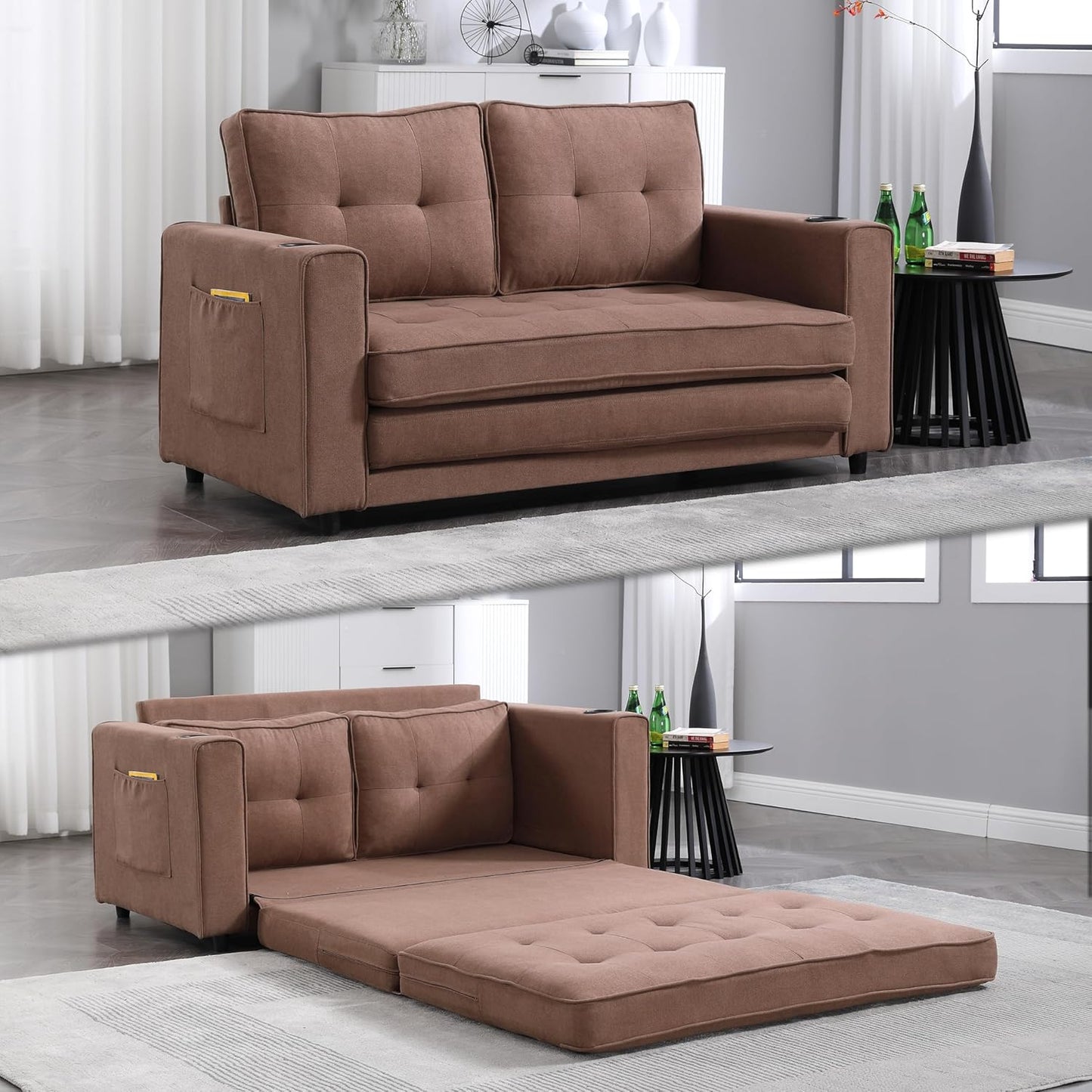 Sleeper Sofa Bed, 3-in-1 Pull Out Couch with Backrest, Convertible Sofa&Couch for Living Room and Office