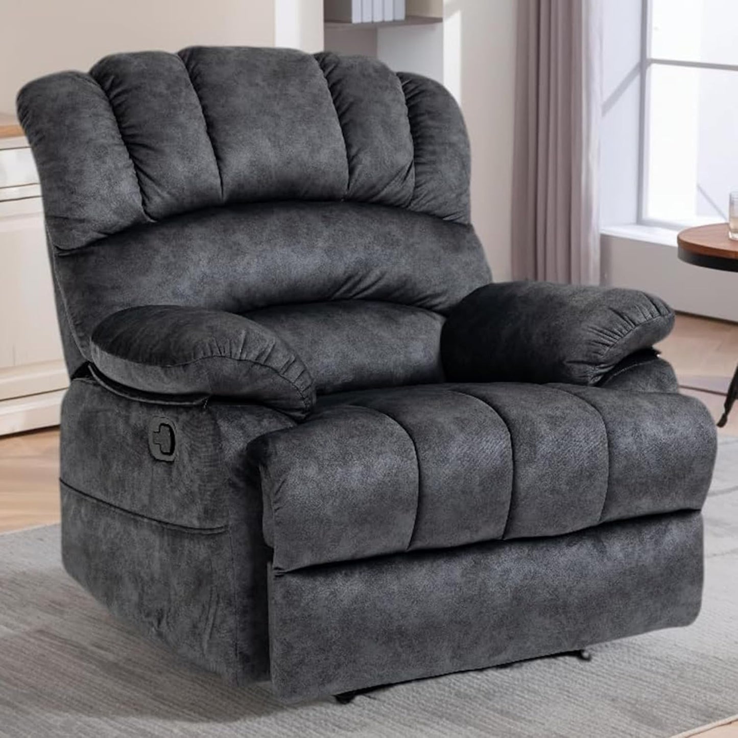 Extra Large Manual Recliner Chair for Comfortable Seating - 40" Wide, Overstuffed Arm and Backrest, Ideal for Living Room, Bedroom, Home Theater