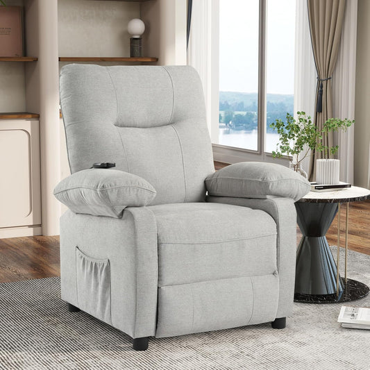 Massage Rocker Recliner Chair with Heat and Vibration Ergonomic Rocking Lounge Chair for Living Room Comfy Overstuffed Recliner with Side Pockets