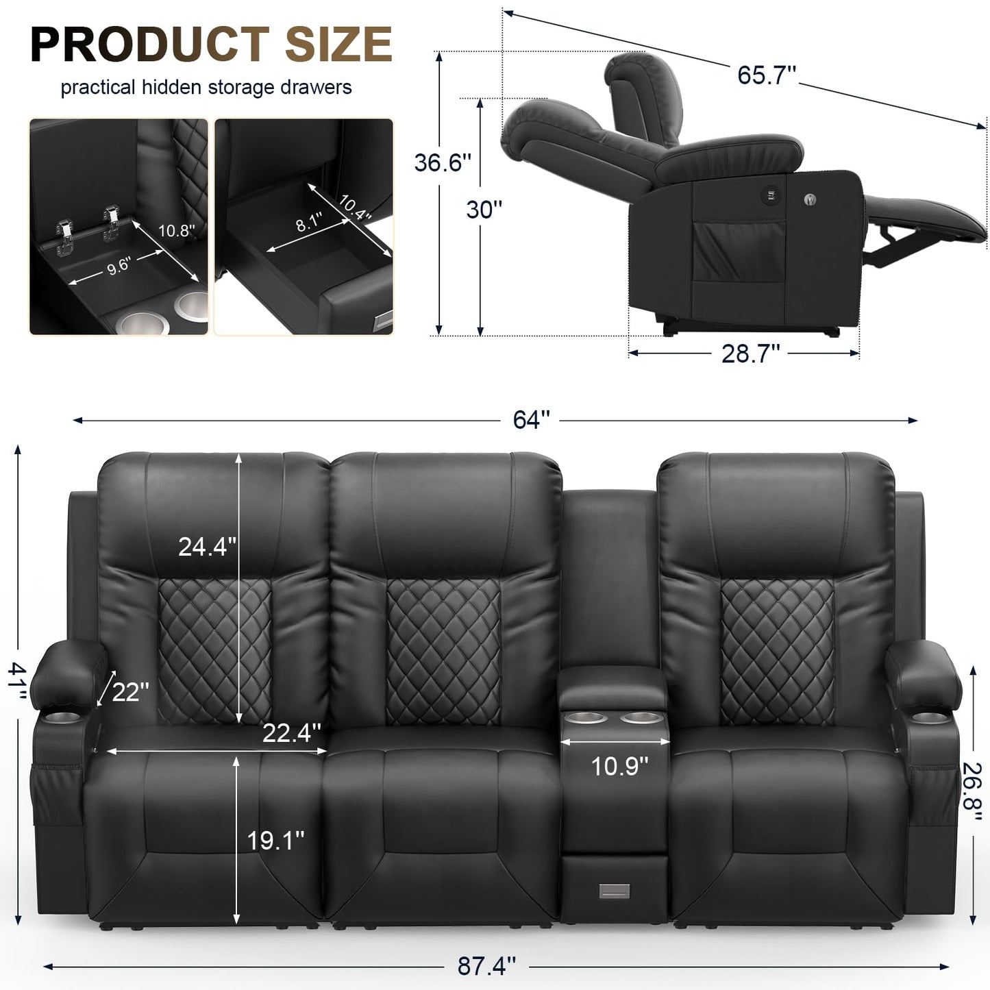 LOBERFVE Recliner Sofa Set, 3 Seat Reclining Sofa, and 2PC 360° Swivel Recliner Chair with Heat and Massage for Aldult (3+1+1), Living Room Furniture